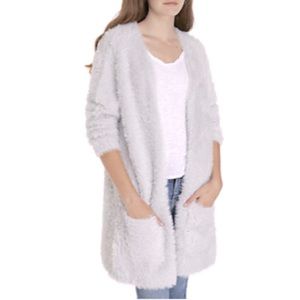 FREE PEOPLE Faux Fur Cardigan NWT Large Silver